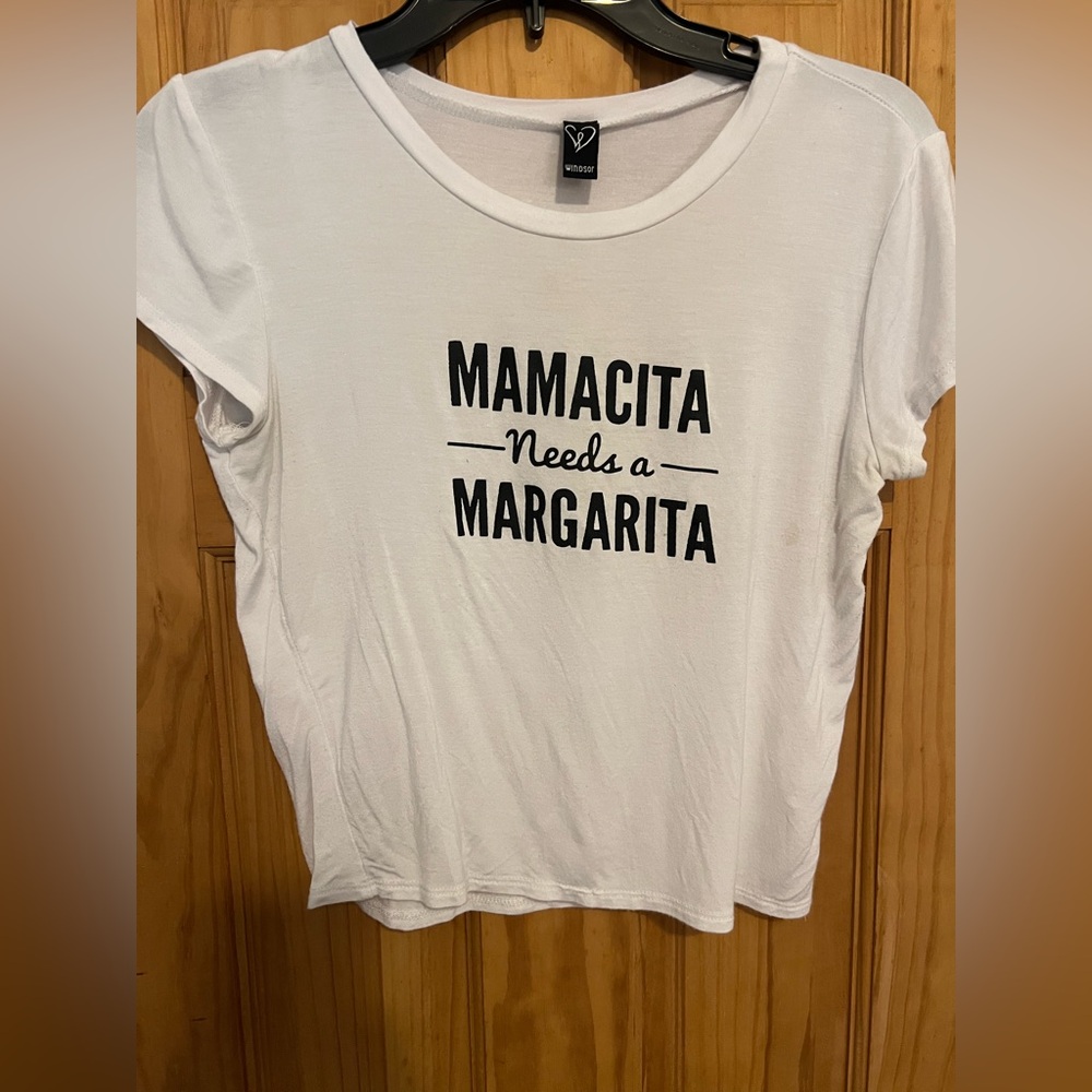 Windsor White Tee with Black 'Mamacita Needs a Margarita' Print